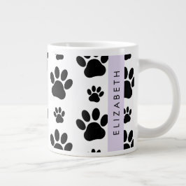Tass Mönster, Hund, Tassar, Svartvit, ditt namn Jumbo Mugg
