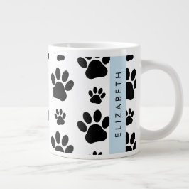 Tass Mönster, Hund, Tassar, Svartvit, ditt namn Jumbo Mugg