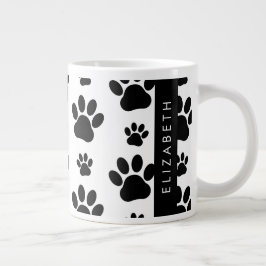 Tass Mönster, Hund, Tassar, Svartvit, ditt namn Jumbo Mugg