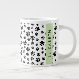 Tass Mönster, Hund, Tassar, Svartvit, ditt namn Jumbo Mugg