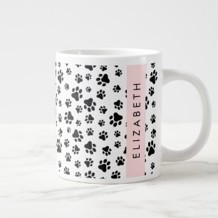 Tass Mönster, Hund, Tassar, Svartvit, ditt namn Jumbo Mugg