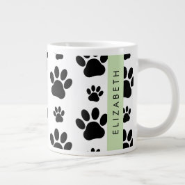 Tass Mönster, Hund, Tassar, Svartvit, ditt namn Jumbo Mugg