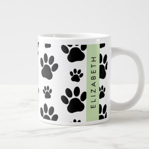 Tass Mönster, Hund, Tassar, Svartvit, ditt namn Jumbo Mugg