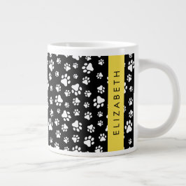 Tass Mönster, Hund, Tassar, Svartvit, ditt namn Jumbo Mugg