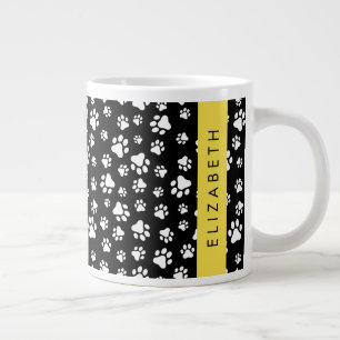 Tass Mönster, Hund, Tassar, Svartvit, ditt namn Jumbo Mugg