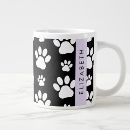Tass Mönster, Hund, Tassar, Svartvit, ditt namn Jumbo Mugg