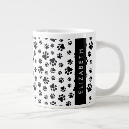Tass Mönster, Hund, Tassar, Svartvit, ditt namn Jumbo Mugg