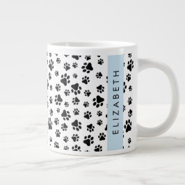 Tass Mönster, Hund, Tassar, Svartvit, ditt namn Jumbo Mugg
