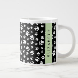 Tass Mönster, Hund, Tassar, Svartvit, ditt namn Jumbo Mugg