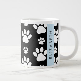 Tass Mönster, Hund, Tassar, Svartvit, ditt namn Jumbo Mugg