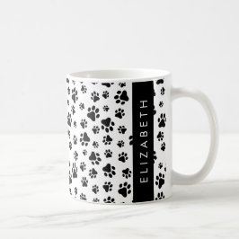 Tass Mönster, Hund, Tassar, Svartvit, ditt namn Kaffemugg