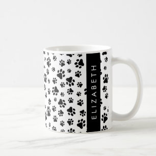 Tass Mönster, Hund, Tassar, Svartvit, ditt namn Kaffemugg