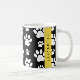 Tass Mönster, Hund, Tassar, Svartvit, ditt namn Kaffemugg