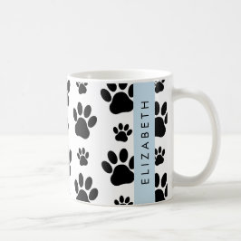 Tass Mönster, Hund, Tassar, Svartvit, ditt namn Kaffemugg