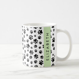 Tass Mönster, Hund, Tassar, Svartvit, ditt namn Kaffemugg