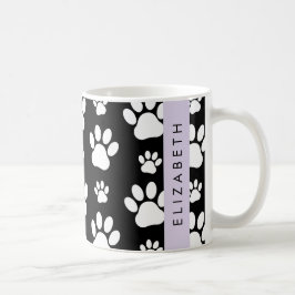 Tass Mönster, Hund, Tassar, Svartvit, ditt namn Kaffemugg