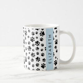 Tass Mönster, Hund, Tassar, Svartvit, ditt namn Kaffemugg