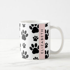 Tass Mönster, Hund, Tassar, Svartvit, ditt namn Kaffemugg