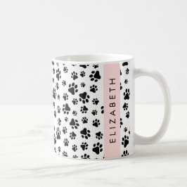 Tass Mönster, Hund, Tassar, Svartvit, ditt namn Kaffemugg