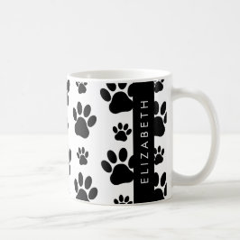 Tass Mönster, Hund, Tassar, Svartvit, ditt namn Kaffemugg
