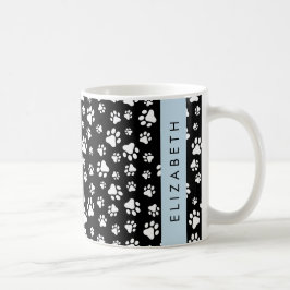 Tass Mönster, Hund, Tassar, Svartvit, ditt namn Kaffemugg