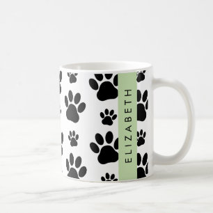 Tass Mönster, Hund, Tassar, Svartvit, ditt namn Kaffemugg