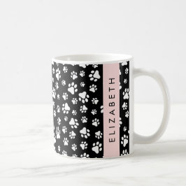 Tass Mönster, Hund, Tassar, Svartvit, ditt namn Kaffemugg