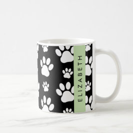 Tass Mönster, Hund, Tassar, Svartvit, ditt namn Kaffemugg