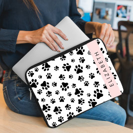 Tass Mönster, Hund, Tassar, Svartvit, ditt namn Laptop Fodral