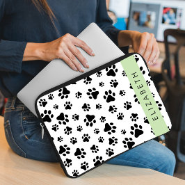 Tass Mönster, Hund, Tassar, Svartvit, ditt namn Laptop Fodral
