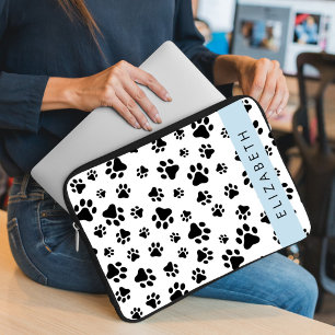Tass Mönster, Hund, Tassar, Svartvit, ditt namn Laptop Fodral