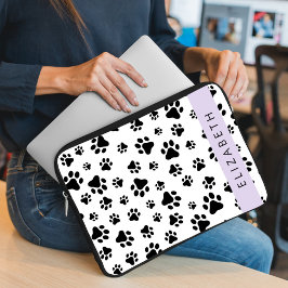 Tass Mönster, Hund, Tassar, Svartvit, ditt namn Laptop Fodral
