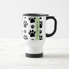 Tass Mönster, Hund, Tassar, Svartvit, ditt namn Resemugg
