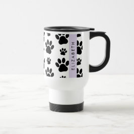 Tass Mönster, Hund, Tassar, Svartvit, ditt namn Resemugg