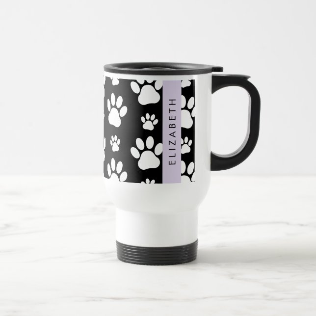 Tass Mönster, Hund, Tassar, Svartvit, ditt namn Resemugg (Höger)