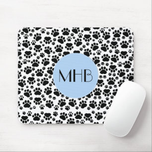 Tass Mönster, Hund, Tassar, Svartvit, Monogram Musmatta