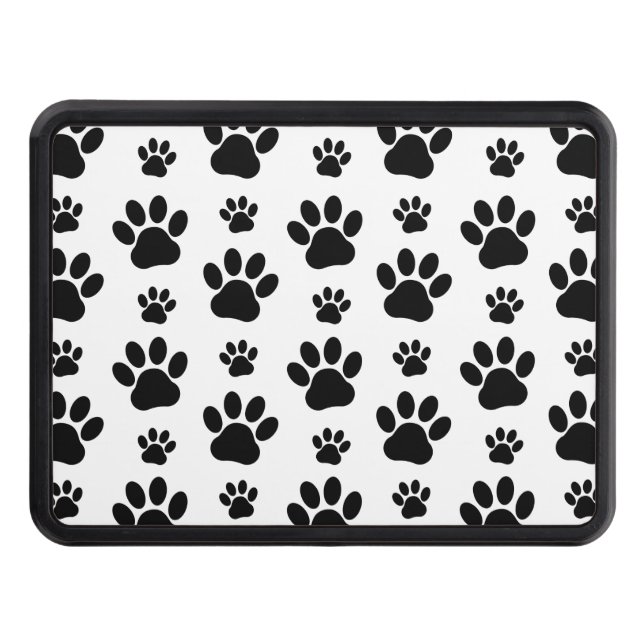 Tass Mönster, Hund, Tassar, Tass avtryck, Svarta h Dragkroksskydd (Framsidan)