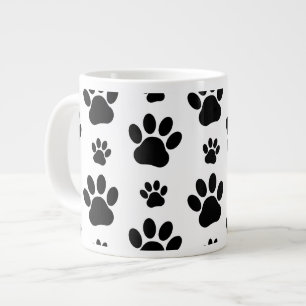 Tass Mönster, Hund, Tassar, Tass avtryck, Svarta h Jumbo Mugg