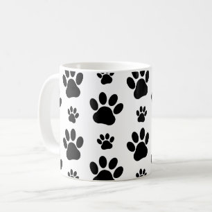 Tass Mönster, Hund, Tassar, Tass avtryck, Svarta h Kaffemugg