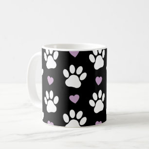Tass Mönster, Hund, Tassar, White Tassar, Lilac He Kaffemugg