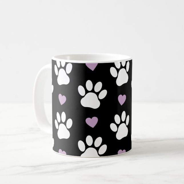 Tass Mönster, Hund, Tassar, White Tassar, Lilac He Kaffemugg (Framsida vänster)