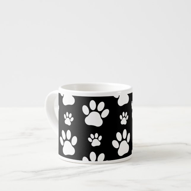 Tass Mönster, Tass avtryck, Hund, Tassar, Svarta h Espressomugg (Framsida vänster)