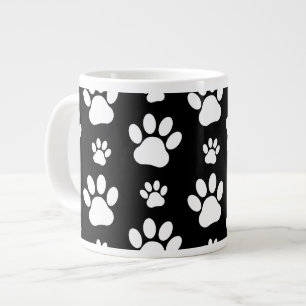 Tass Mönster, Tass avtryck, Hund, Tassar, Svarta h Jumbo Mugg