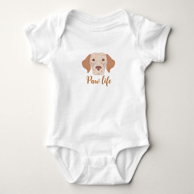 Tass och hund, vit baby-kroppsdräkt. t shirt (Framsida)