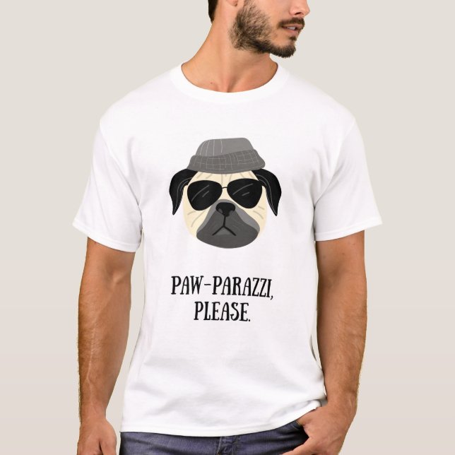 Tass-parazzi, tack. Rolig hund T Shirt (Framsida)