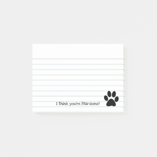 Tass Paw-utskrift Post-it Block (Framsida)