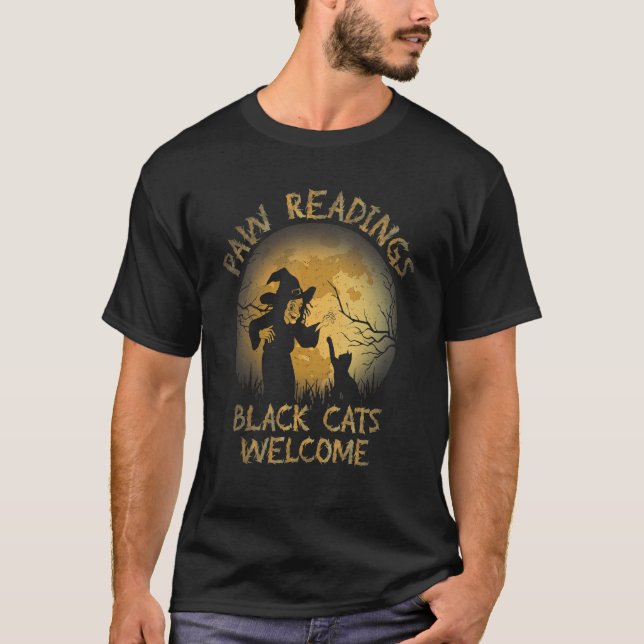 Tass Readings Svarta katter Welcome Halloween Cost T Shirt (Framsida)