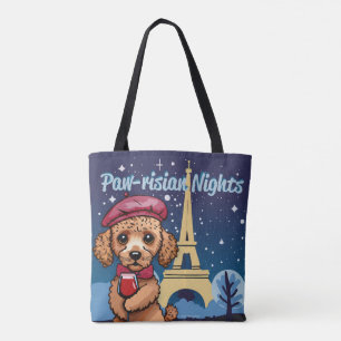 Tass-risisk Natt! Cute Pudel Totebag Tygkasse