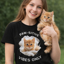 Tass-sitiva vibes endast kattfoto svart t shirt
