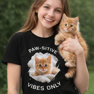 Tass-sitiva vibes endast kattfoto svart t shirt